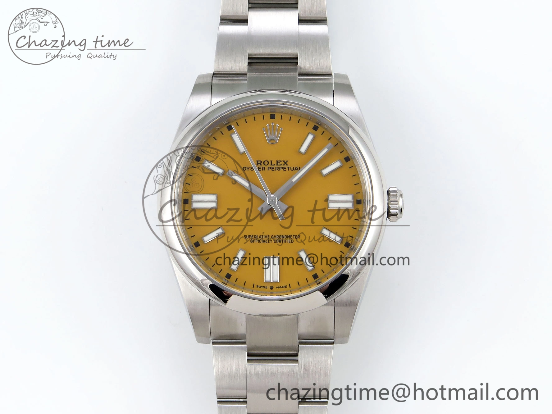 Oyster Perpetual 41mm 124300 Clean 1:1 Best Edition 904L Steel Yellow Dial on SS Bracelet VR3230
