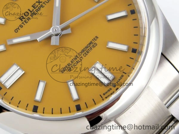 Oyster Perpetual 41mm 124300 Clean 1:1 Best Edition 904L Steel Yellow Dial on SS Bracelet VR3230