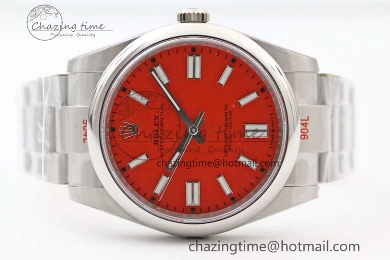 Oyster Perpetual 41mm 124300 EWF 1:1 Best Edition 904L Steel Red Dial on SS Bracelet A2824