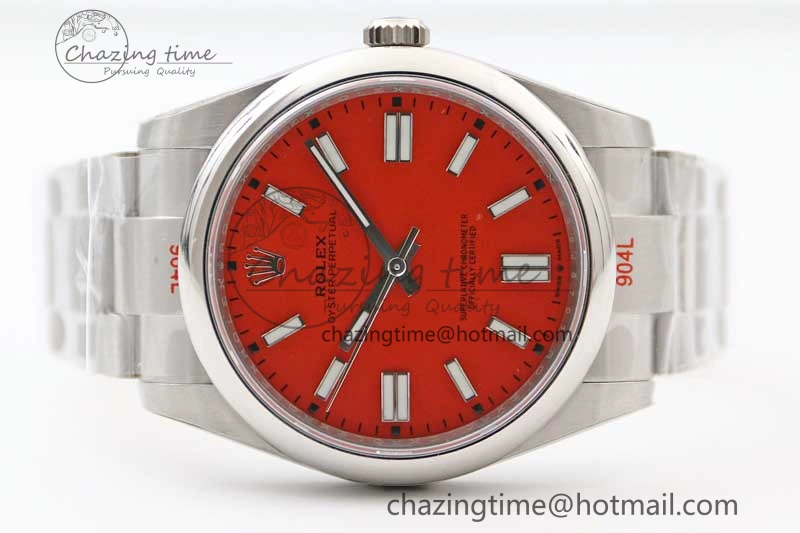 Oyster Perpetual 41mm 124300 EWF 1:1 Best Edition 904L Steel Red Dial on SS Bracelet A2824