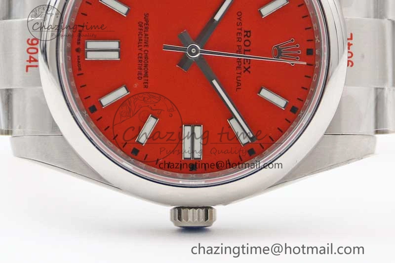 Oyster Perpetual 41mm 124300 EWF 1:1 Best Edition 904L Steel Red Dial on SS Bracelet A2824