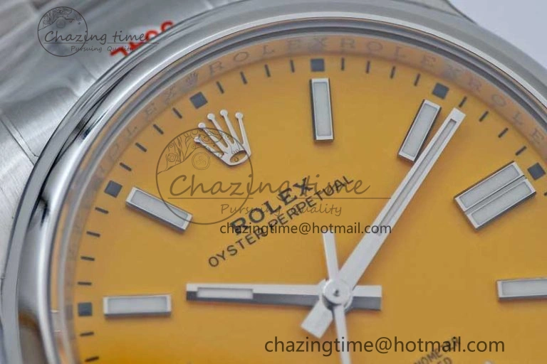 Oyster Perpetual 41mm 124300 EWF 1:1 Best Edition 904L Steel Yellow Dial on SS Bracelet A2824