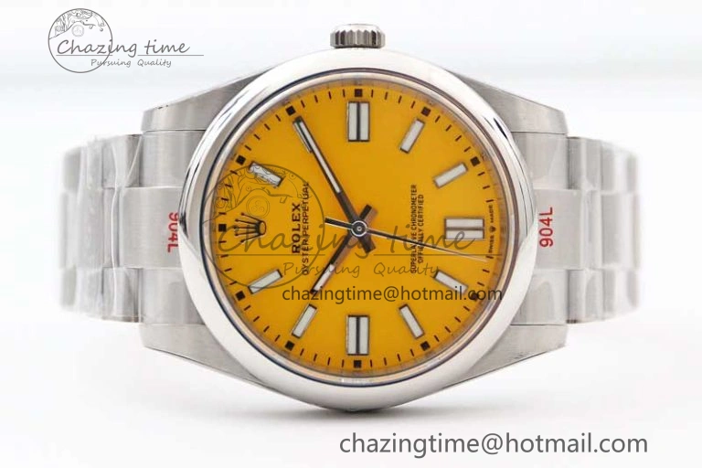 Oyster Perpetual 41mm 124300 EWF 1:1 Best Edition 904L Steel Yellow Dial on SS Bracelet A2824