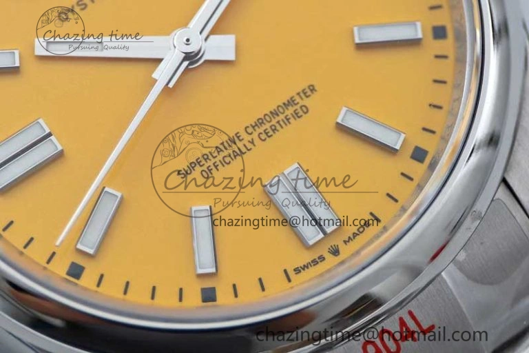 Oyster Perpetual 41mm 124300 EWF 1:1 Best Edition 904L Steel Yellow Dial on SS Bracelet A2824