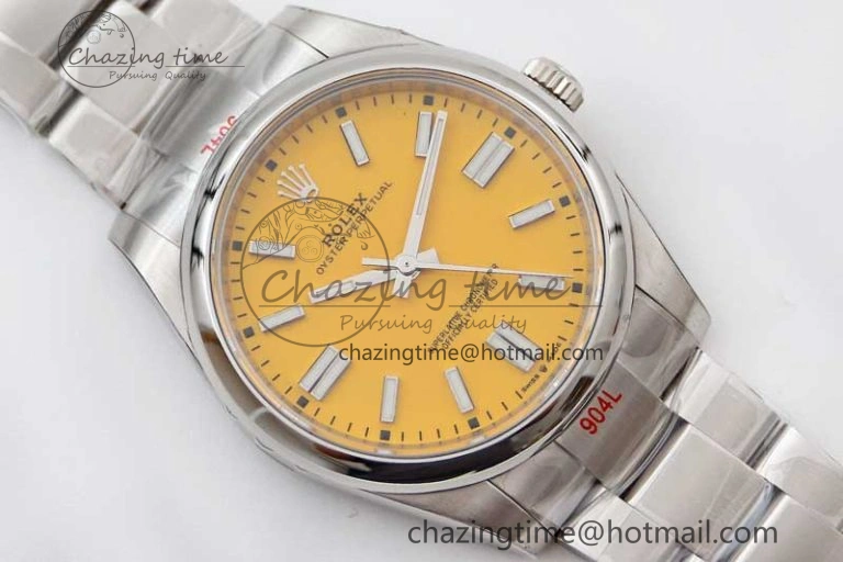 Oyster Perpetual 41mm 124300 EWF 1:1 Best Edition 904L Steel Yellow Dial on SS Bracelet A2824