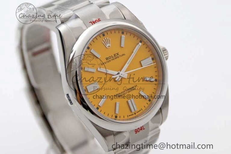 Oyster Perpetual 41mm 124300 EWF 1:1 Best Edition 904L Steel Yellow Dial on SS Bracelet A2824