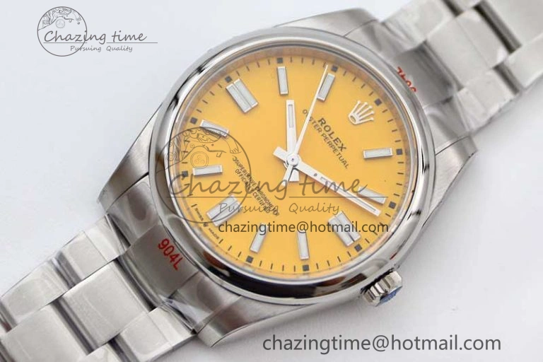 Oyster Perpetual 41mm 124300 EWF 1:1 Best Edition 904L Steel Yellow Dial on SS Bracelet A2824