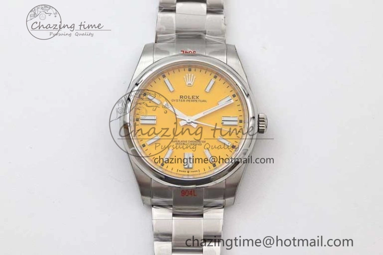 Oyster Perpetual 41mm 124300 EWF 1:1 Best Edition 904L Steel Yellow Dial on SS Bracelet A2824