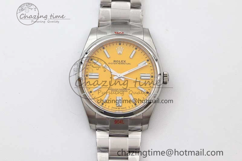 Oyster Perpetual 41mm 124300 EWF 1:1 Best Edition 904L Steel Yellow Dial on SS Bracelet A2824