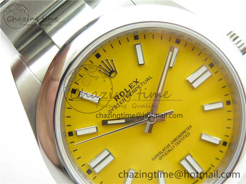 Oyster Perpetual 41mm 124300 EWF Best Edition Yellow Dial on SS Bracelet A3230