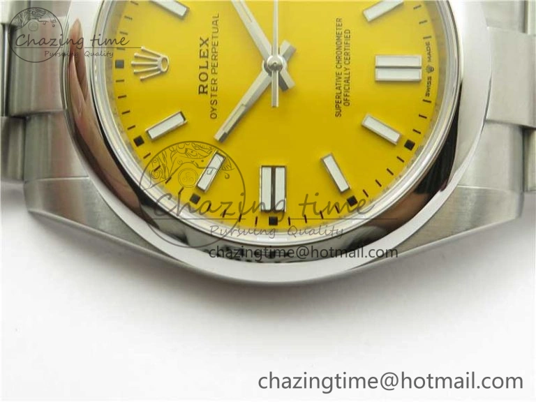 Oyster Perpetual 41mm 124300 EWF Best Edition Yellow Dial on SS Bracelet A3230