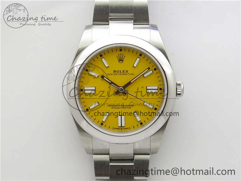 Oyster Perpetual 41mm 124300 EWF Best Edition Yellow Dial on SS Bracelet A3230