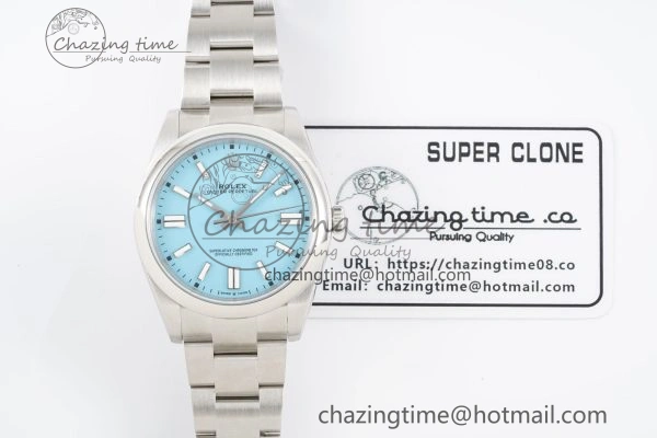 Oyster Perpetual 41mm 124300 KING 1:1 Best Edition 904L Steel Tiffany Blue Dial on SS Bracelet VR3230