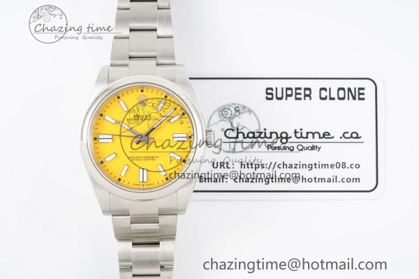Oyster Perpetual 41mm 124300 KING 1:1 Best Edition 904L Steel Yellow Dial on SS Bracelet VR3230