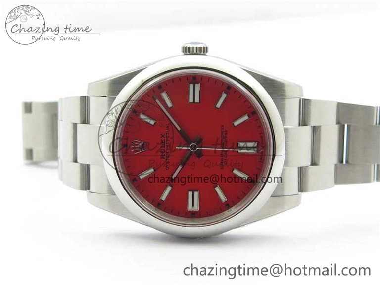 Oyster Perpetual 41mm 124300 ROF 1:1 Best Edition 904L Steel Red Dial on SS Bracelet A2824