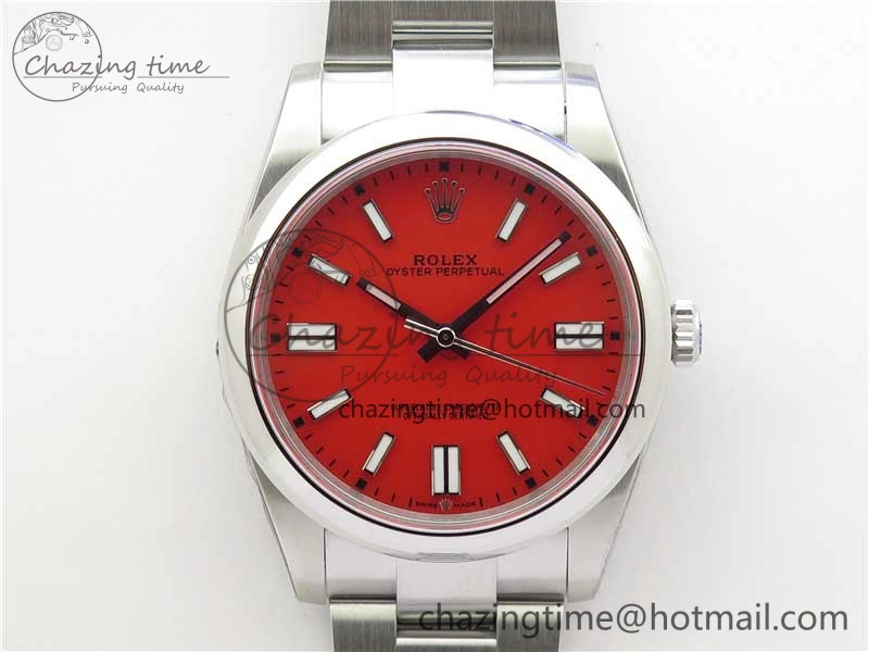 Oyster Perpetual 41mm 124300 ROF 1:1 Best Edition 904L Steel Red Dial on SS Bracelet A2824