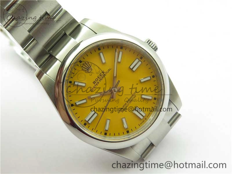 Oyster Perpetual 41mm 124300 ROF 1:1 Best Edition 904L Steel Yellow Dial on SS Bracelet A2824