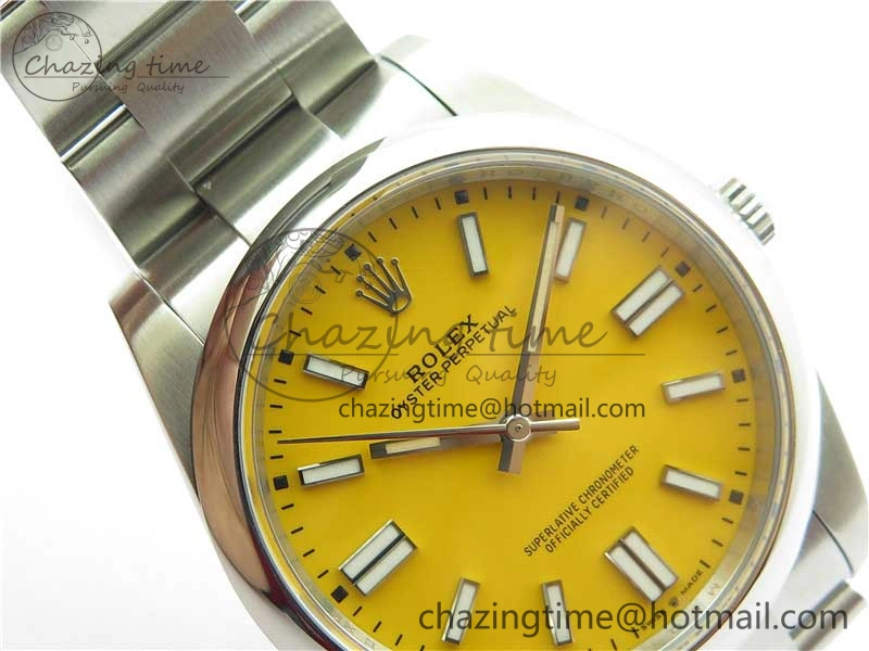 Oyster Perpetual 41mm 124300 ROF 1:1 Best Edition 904L Steel Yellow Dial on SS Bracelet A2824