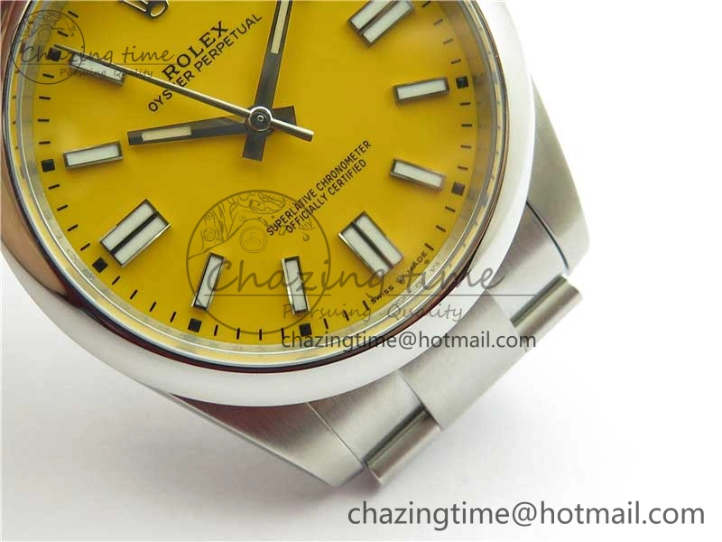 Oyster Perpetual 41mm 124300 ROF 1:1 Best Edition 904L Steel Yellow Dial on SS Bracelet A2824