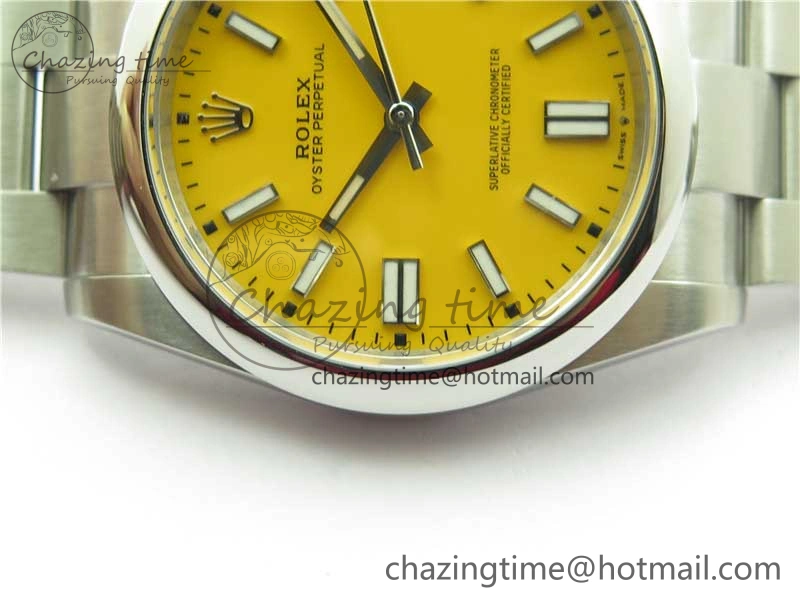 Oyster Perpetual 41mm 124300 ROF 1:1 Best Edition 904L Steel Yellow Dial on SS Bracelet A2824
