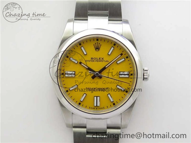 Oyster Perpetual 41mm 124300 ROF 1:1 Best Edition 904L Steel Yellow Dial on SS Bracelet A2824