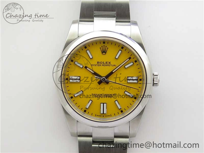 Oyster Perpetual 41mm 124300 ROF 1:1 Best Edition 904L Steel Yellow Dial on SS Bracelet A2824