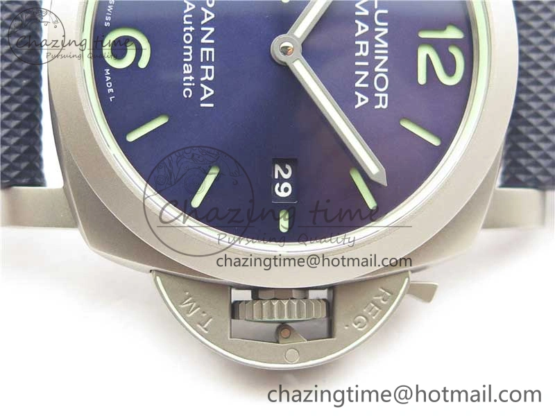 PAM 1117 Ti Case VSF 1:1 Best Edition Blue Dial on Blue Sportech Strap P.9010 Clone (Free Leather Strap)