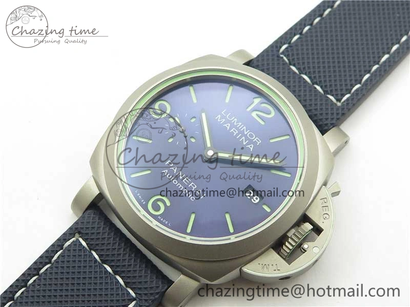 PAM 1117 Ti Case VSF 1:1 Best Edition Blue Dial on Blue Sportech Strap P.9010 Clone (Free Leather Strap)