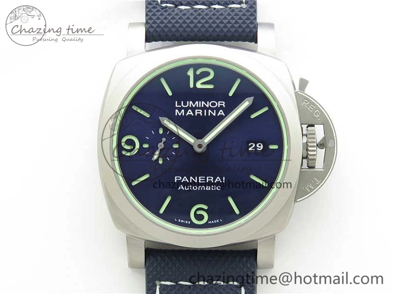 PAM 1117 Ti Case VSF 1:1 Best Edition Blue Dial on Blue Sportech Strap P.9010 Clone (Free Leather Strap)