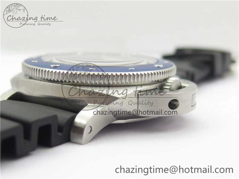 PAM 1209 42mm VSF  Blue Ceramic Bezel 1:1 Best Edition Black Dial on Rubber Strap P.9010 Clone