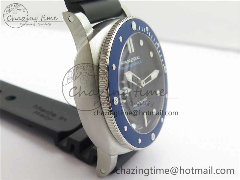 PAM 1209 42mm VSF  Blue Ceramic Bezel 1:1 Best Edition Black Dial on Rubber Strap P.9010 Clone