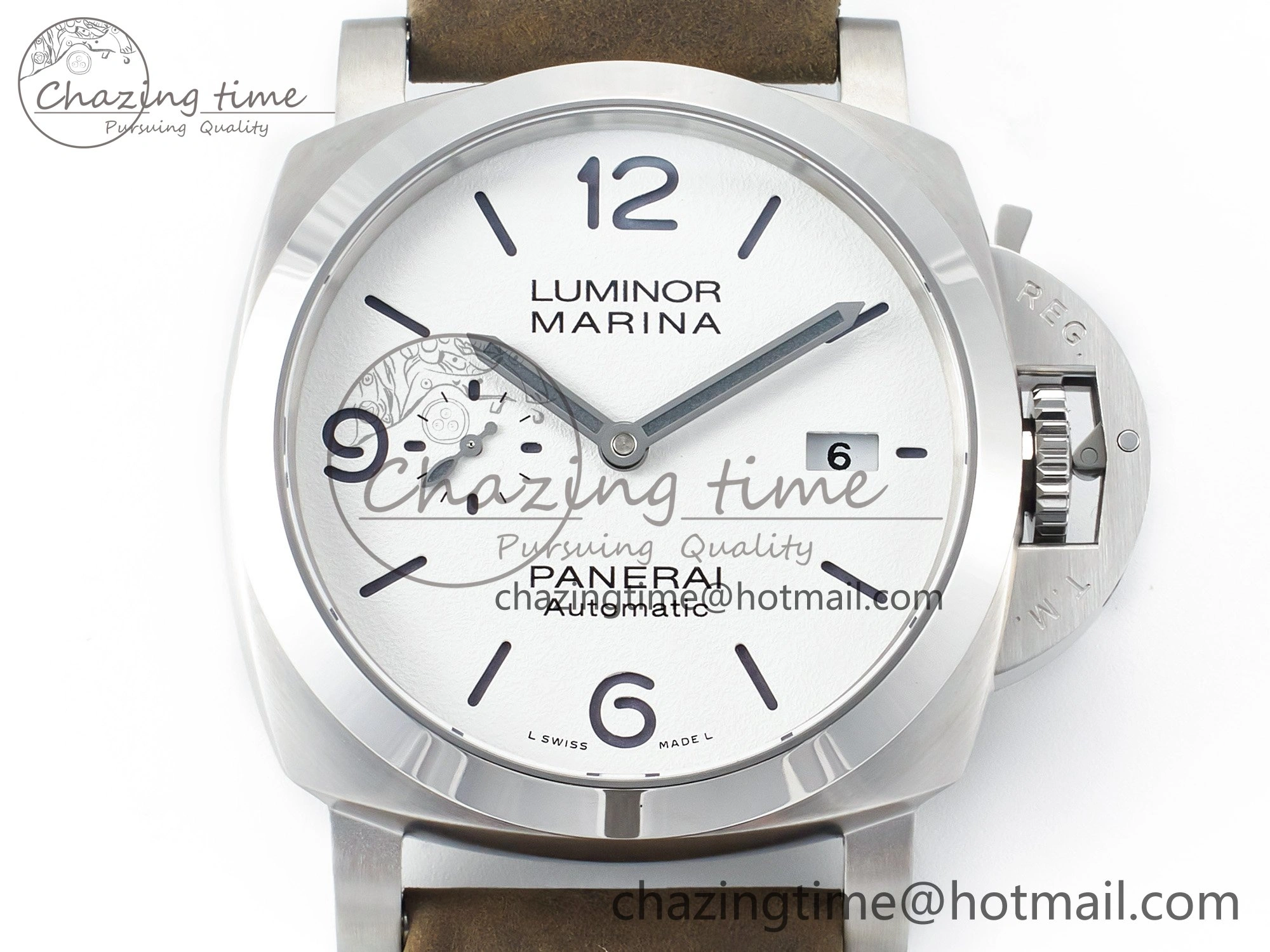PAM 1314 TTF 1:1 Best Edition White Dial on Gray Asso Strap P.9010