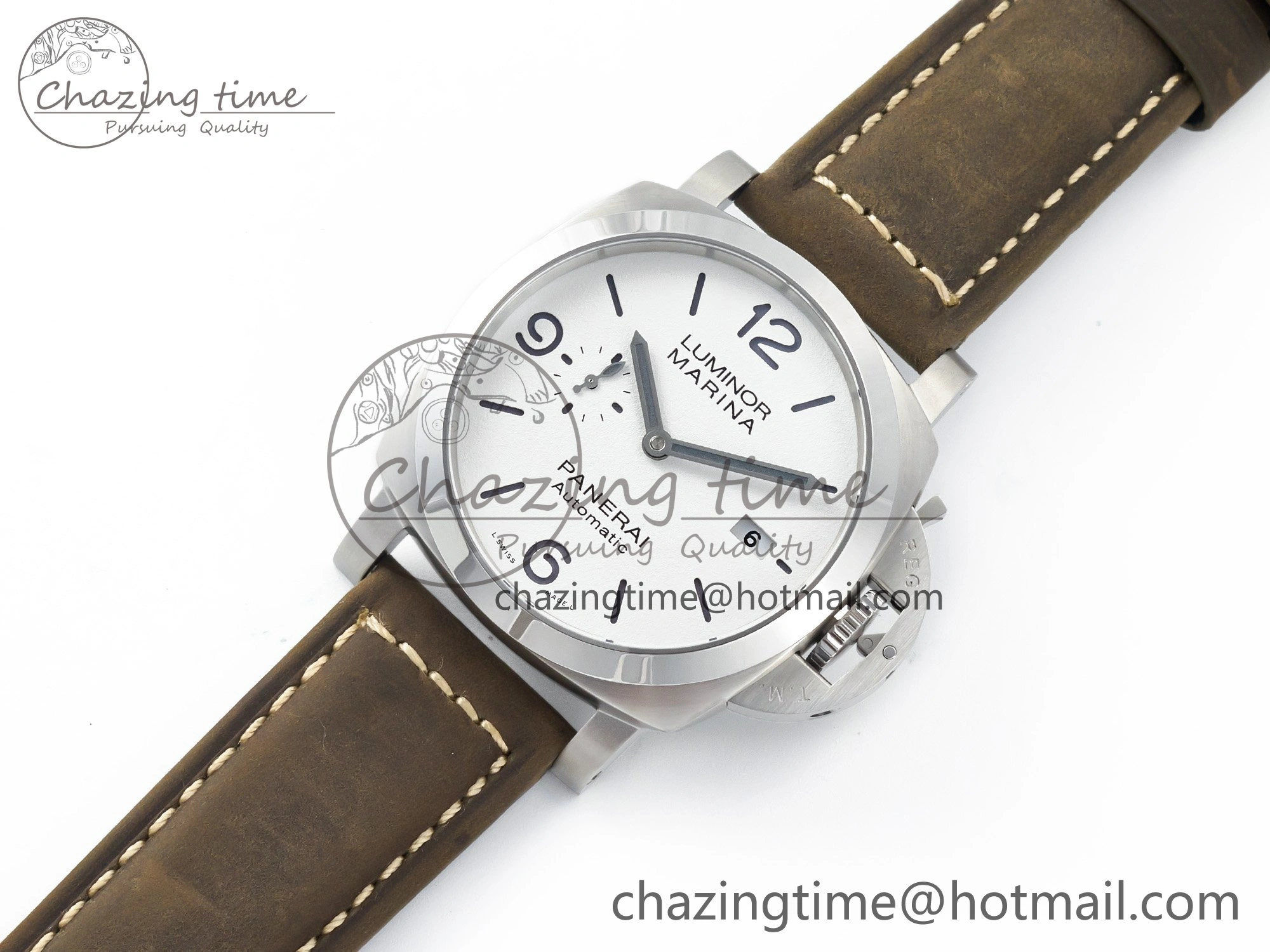 PAM 1314 TTF 1:1 Best Edition White Dial on Gray Asso Strap P.9010