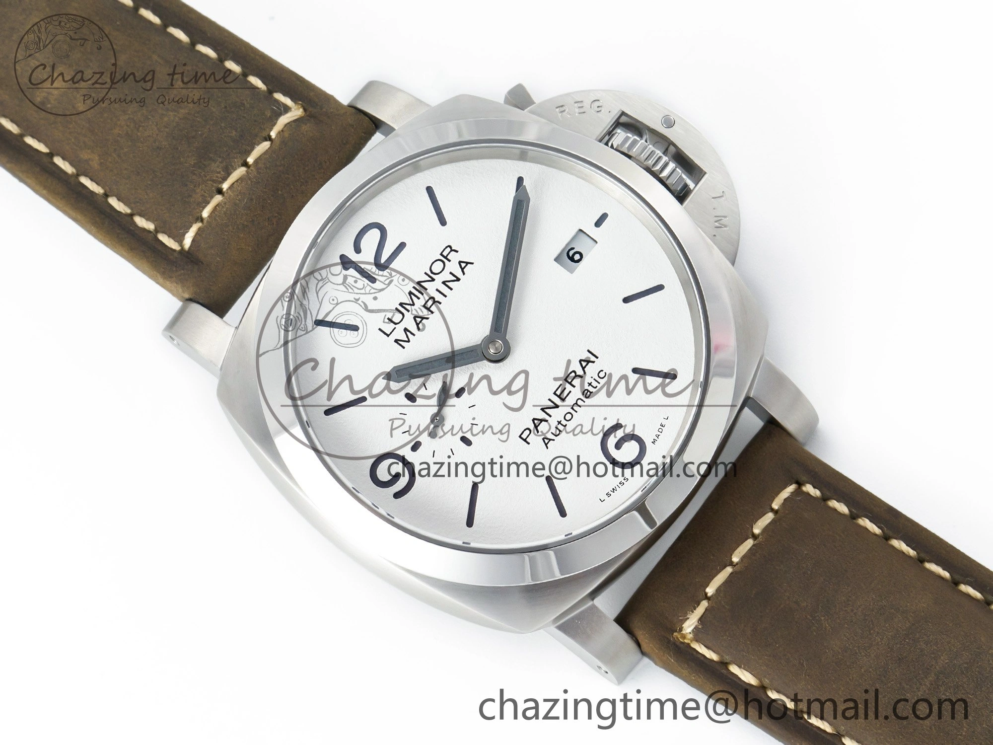 PAM 1314 TTF 1:1 Best Edition White Dial on Gray Asso Strap P.9010