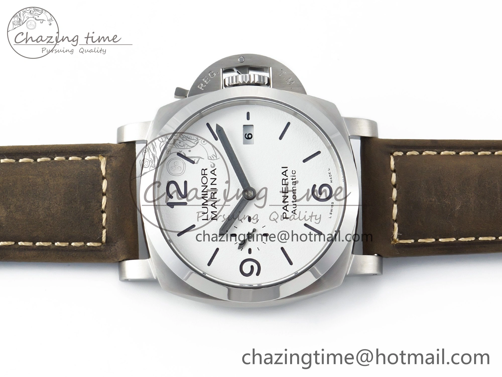 PAM 1314 TTF 1:1 Best Edition White Dial on Gray Asso Strap P.9010