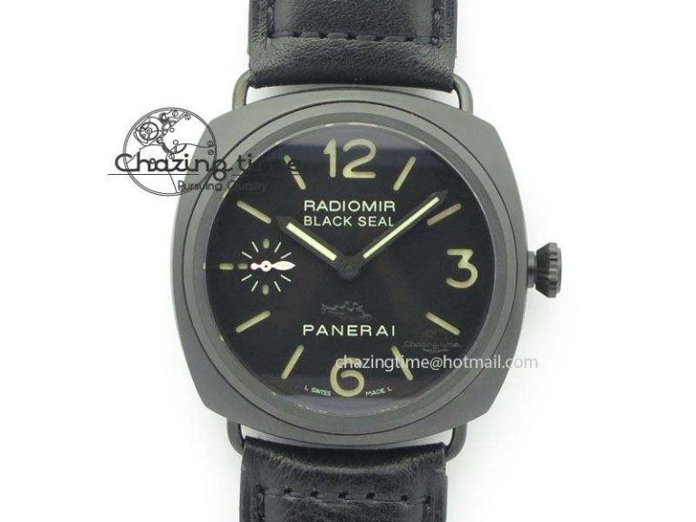 PAM 292J Real Ceramic ZF 1:1 Best Edition On Black Leather Strap A6497