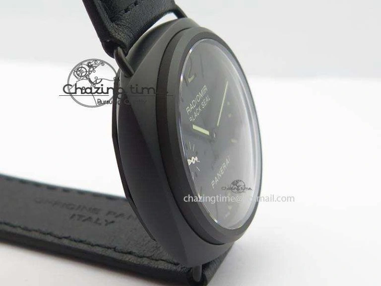 PAM 292J Real Ceramic ZF 1:1 Best Edition On Black Leather Strap A6497