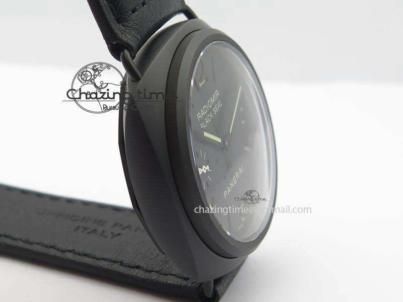 PAM 292J Real Ceramic ZF 1:1 Best Edition On Black Leather Strap A6497