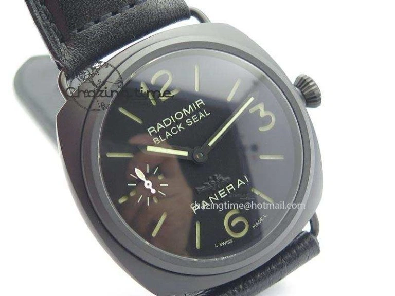 PAM 292J Real Ceramic ZF 1:1 Best Edition On Black Leather Strap A6497