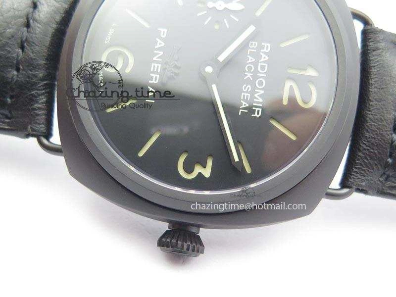 PAM 292J Real Ceramic ZF 1:1 Best Edition On Black Leather Strap A6497