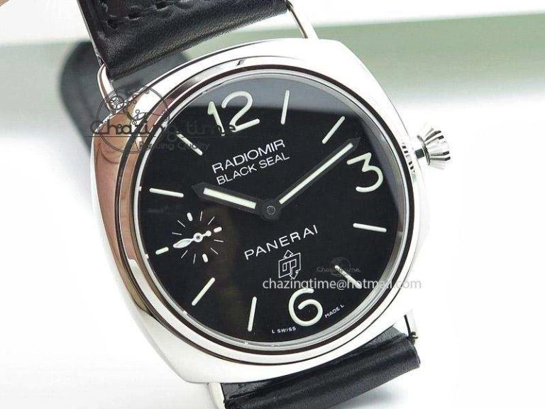 PAM 380 SS Black Dial on Black Leather Strap A6497 H-Maker