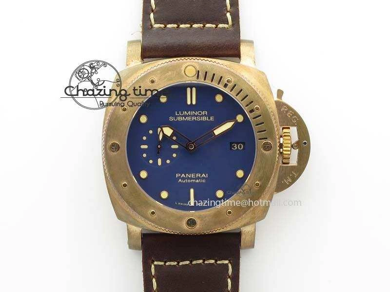 PAM 671 T Bronzo Lite XF Best Edition Blue Dial On Dark Brown Leather Strap P.9010
