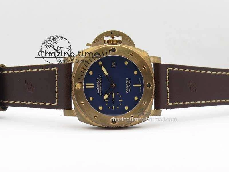 PAM 671 T Bronzo Lite XF Best Edition Blue Dial On Dark Brown Leather Strap P.9010