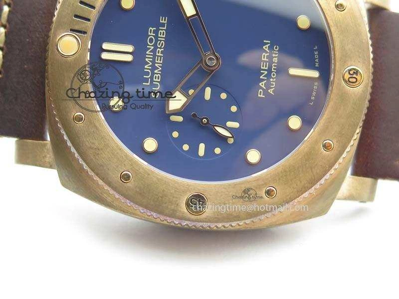 PAM 671 T Bronzo Lite XF Best Edition Blue Dial On Dark Brown Leather Strap P.9010