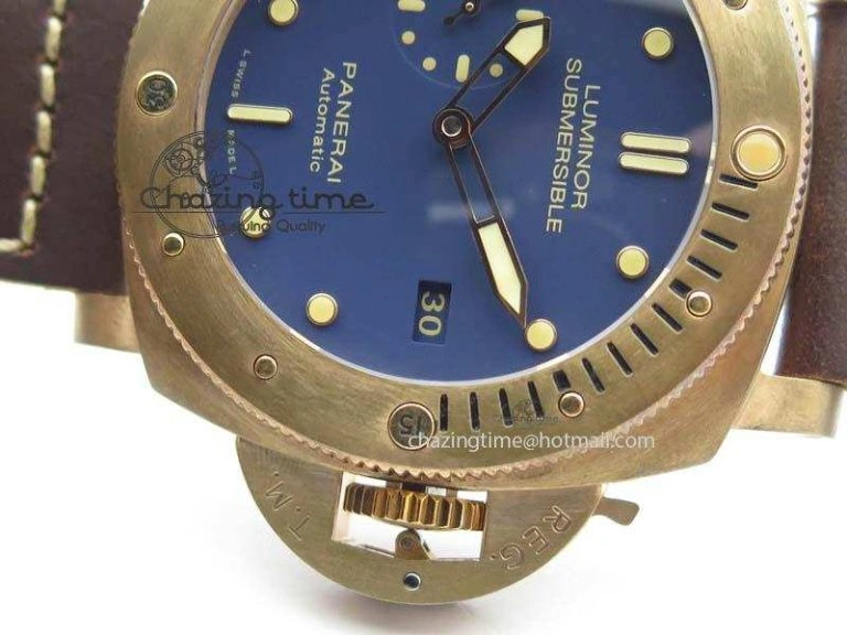 PAM 671 T Bronzo Lite XF Best Edition Blue Dial On Dark Brown Leather Strap P.9010