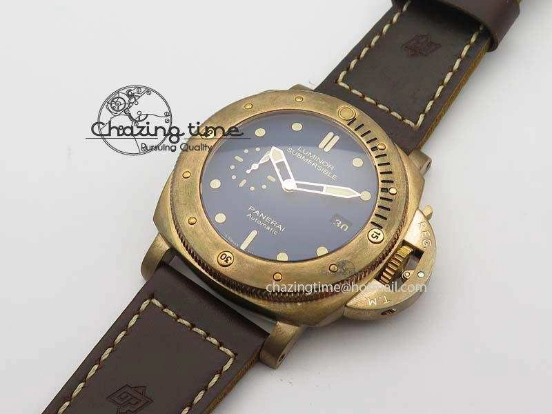PAM 671 T Bronzo Lite XF Best Edition Blue Dial On Dark Brown Leather Strap P.9010
