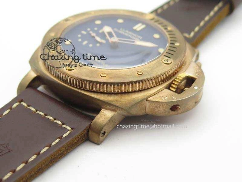 PAM 671 T Bronzo Lite XF Best Edition Blue Dial On Dark Brown Leather Strap P.9010