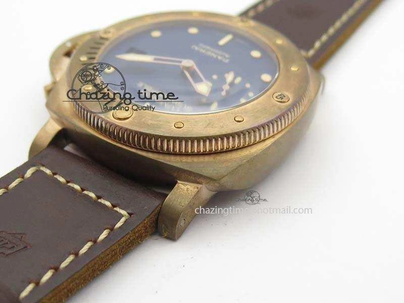PAM 671 T Bronzo Lite XF Best Edition Blue Dial On Dark Brown Leather Strap P.9010