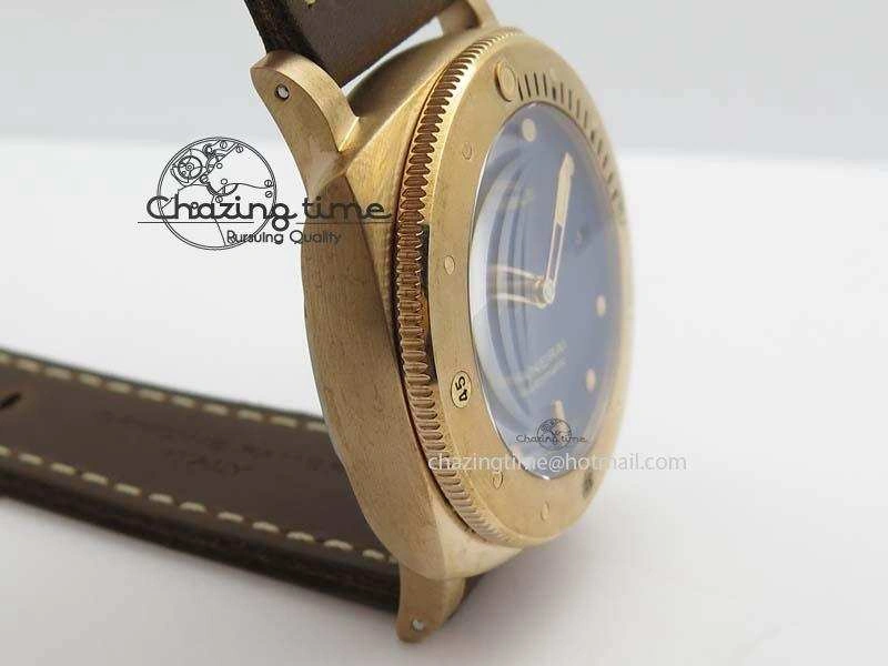 PAM 671 T Bronzo ZF Best Edition Blue Dial On Dark Brown Leather Strap P.9010
