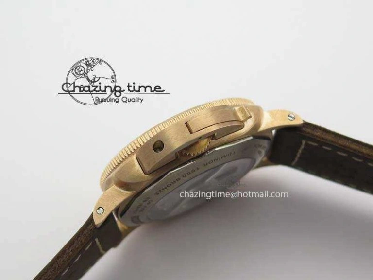 PAM 671 T Bronzo ZF Best Edition Blue Dial On Dark Brown Leather Strap P.9010